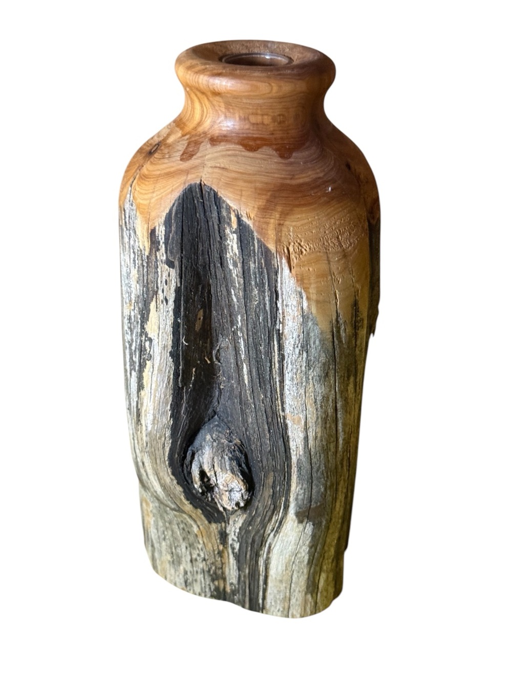 Handturned Wooden Accent Vase in Brown and Black - Picture 2 of 6